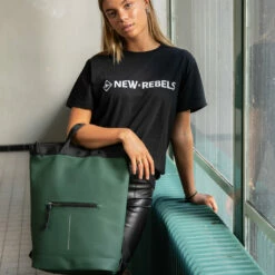 New Rebels ® Mart - Top Zip - Waterafstotend -Rugtas - Laptoptas 14Inch. - Shopper -Donker Groen -reis winkel new rebels mart top zip waterafstotend rugtas lapt 70