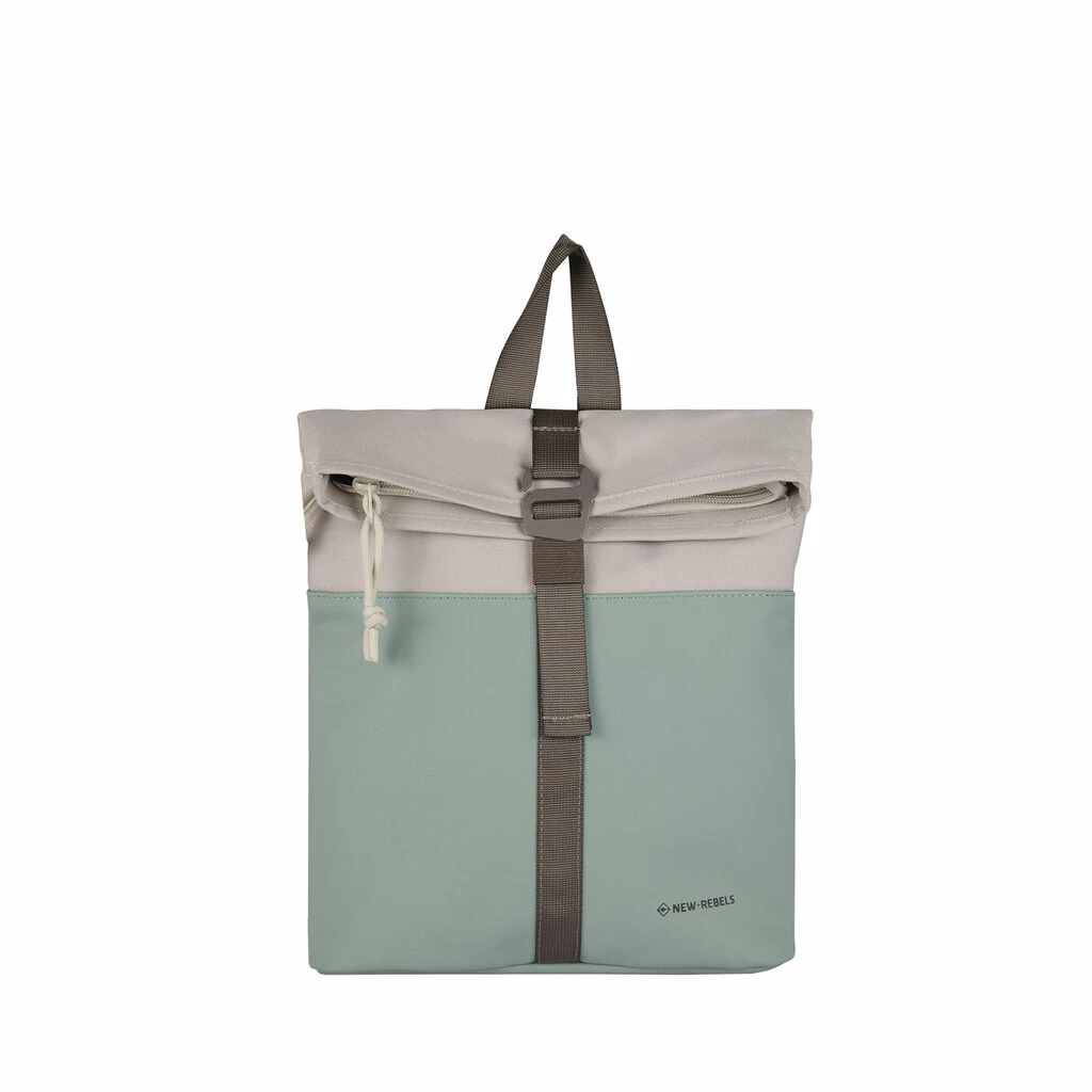 New Rebels Backham Los Angeles Salie Groen Beige Mini 7L Rolltop Rugzak Waterafstotend 8 New Rebels Backham Los Angeles Salie Groen Beige Mini 7L Rolltop Rugzak Waterafstotend - Afbeelding 6