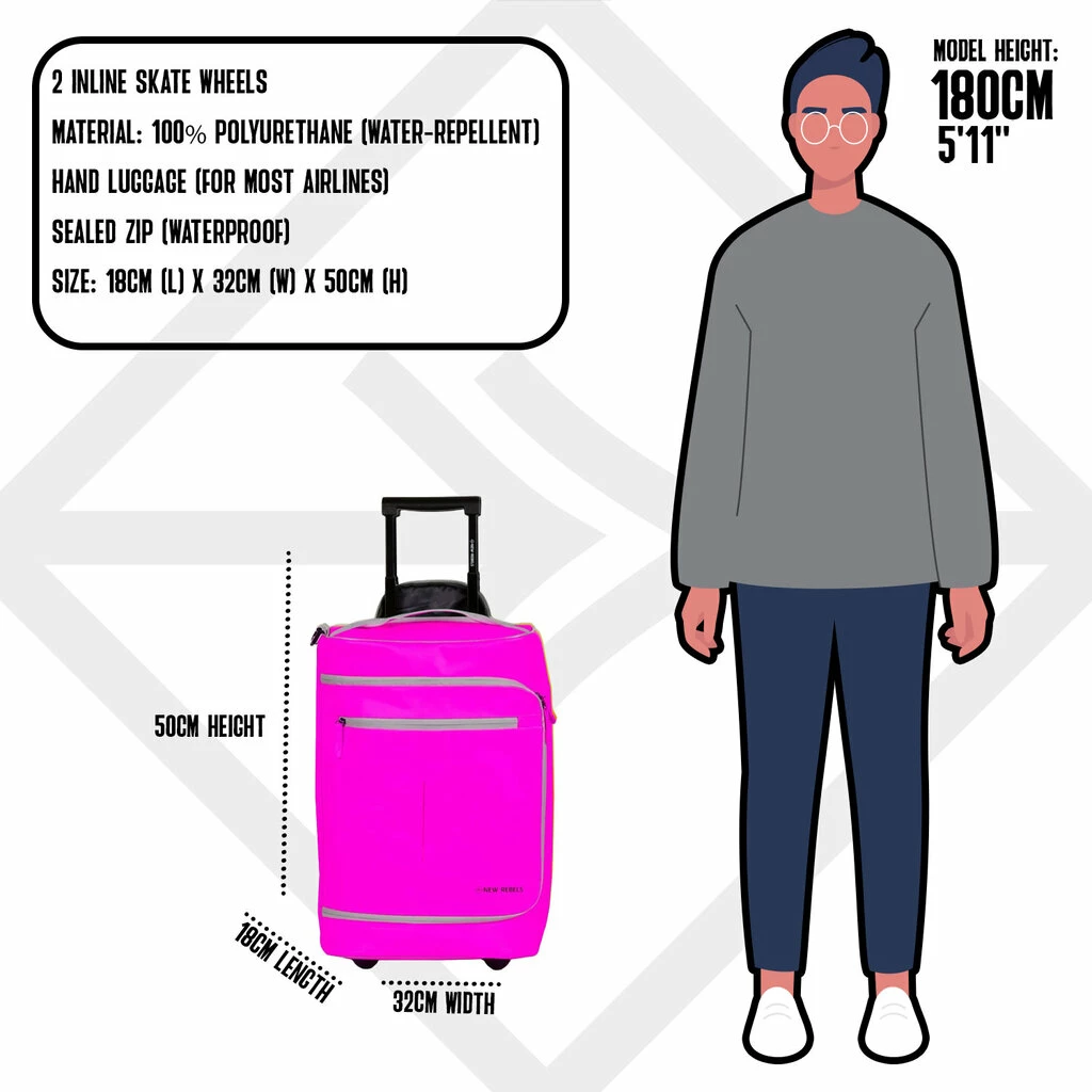 New Rebels Harper Laredo Roze Neon 29L On Board Trolley Waterafstotend 6 New Rebels Harper Laredo Roze Neon 29L On Board Trolley Waterafstotend - Afbeelding 4