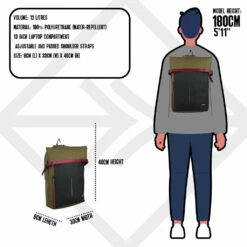 New Rebels Julan EugeneRugzak 12L Olijf Groen Waterafstotend -reis winkel new rebels new rebels julan eugene rugzak 12l olij 4