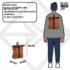 New-Rebels Mart - Los Angeles Rolltop Backpack Small Cognac -reis winkel new rebels new rebels mart los angeles rolltop bac 3