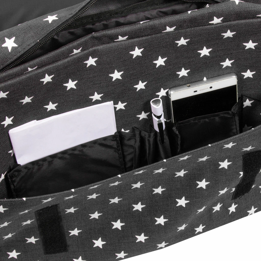 New Rebels ® Star26 - Medium SchoudertasA5 - Crossbodytas Met Flap - Black With Stars 8 New Rebels ® Star26 - Medium SchoudertasA5 - Crossbodytas Met Flap - Black With Stars - Afbeelding 6